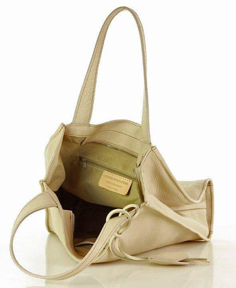 Modny skórzany shopper MAZZINI - Portofino Max beż latte - min. zamówienie 20 / 50 / 100 szt.