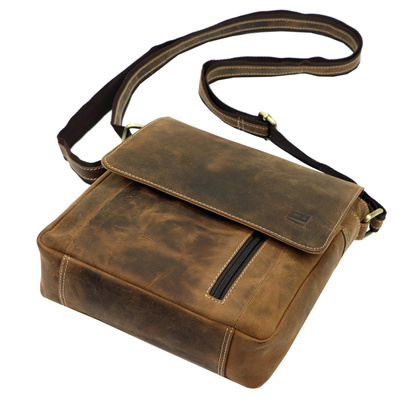 Saszetka męska, torba przez ramię, skóra naturalna