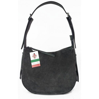 Włoska skórzana torebka worek na ramię Vera Pelle ,,format A4, Szara LBB53G