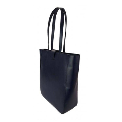 Duży shopper bag na ramię Vera Pelle , Włoska skórzana torba Granatowa  SBKB11BS KEMER