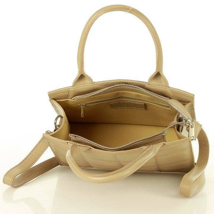 MARCO MAZZINI Nietuzinkowa Torebka kuferek skóra naturalna oryginale leather bag beż cappuccino - min. zamówienie 20 / 50 / 100 szt.