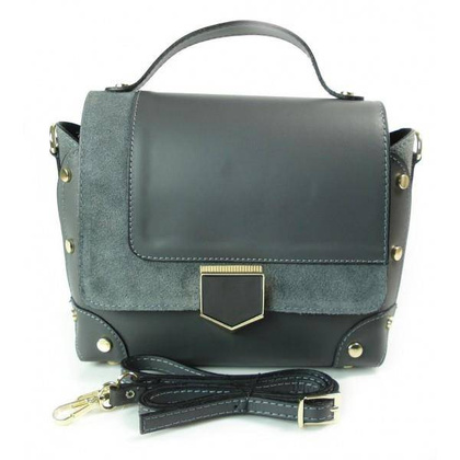 Kuferek listonoszka A5 złote dżety klamra + zamsz szary Vera Pelle   VPK890G