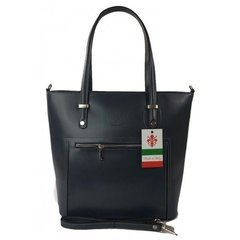 Włoska skórzana klasyczna torebka na ramię Vera Pelle ,format A4, Szara - Grafit VBZ66G