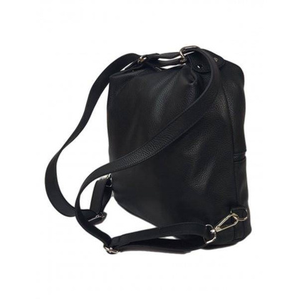 Torebko plecak,Włoski worek na ramię Vera Pelle,pojemny A4 STZ34N czarny