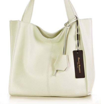 Modny skórzany shopper MAZZINI - Portofino Max biały - min. zamówienie 20 / 50 / 100 szt.