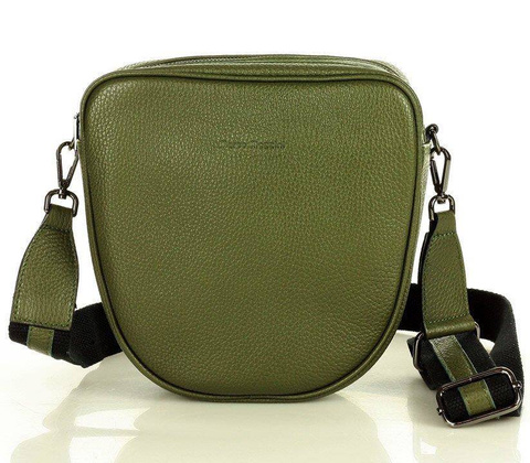 Torba skórzana na dwa zamki crossbody camera bag - MARCO MAZZINI zieleń militare - min. zamówienie 20 / 50 / 100 szt.