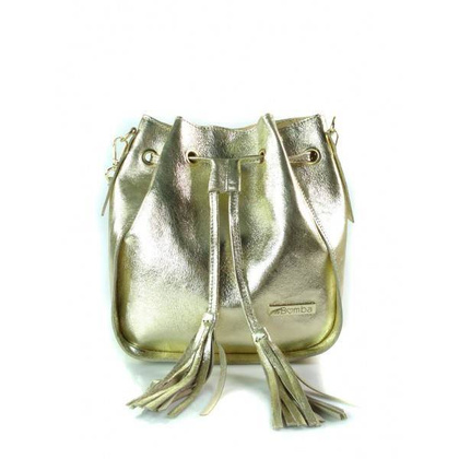 Włoska listonoszka woreczek La Bomba przewieszka złote okucia złota skórka nabłyszczana  LB38ORO