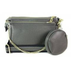 Listonoszka ,przewieszka 3w1 ,Vera Pelle ,złote okucia ,szeroki pasek , A5 Szara VP791G