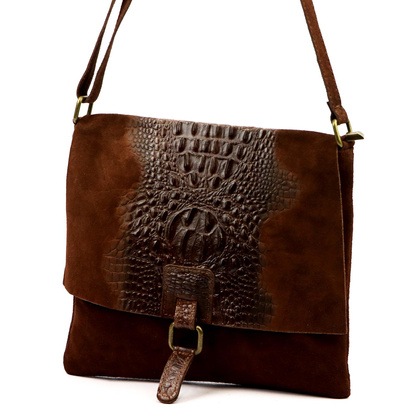 Torebka- listonoszka z naturalnej skóry zamszowej, 26-076 CROCO