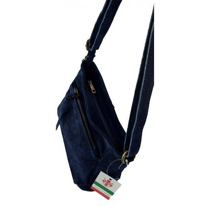 Duża zamszowa listonoszka A5 ,pojemna,dwie komory ,Włoska skórka granatowa  VPA514BS