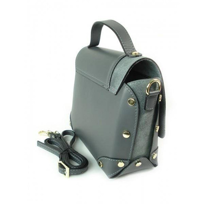 Kuferek listonoszka A5 złote dżety klamra + zamsz szary Vera Pelle   VPK890G