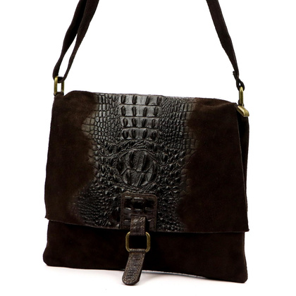 Torebka- listonoszka z naturalnej skóry zamszowej, 26-076 CROCO