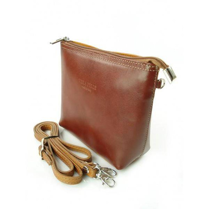 WŁOSKA  LISTONOSZKA BRĄZ Z CAMELEM - VERA PELLE RAPORTÓWKA  LVP9MC