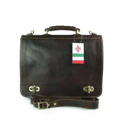 Teczka , męska aktówka ,skóra naturalna dwie przegrody Czekoladowa TM76T