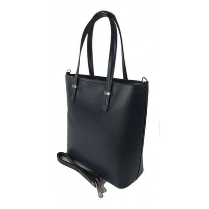 Włoska skórzana klasyczna torebka na ramię Vera Pelle ,format A4, Szara - Grafit VBZ66G