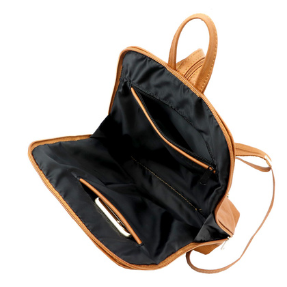 Miejski plecak damski, skóra naturalna, granatowy