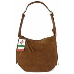 Włoska skórzana torebka worek na ramię Vera Pelle ,,format A4, Camel  LBB53C