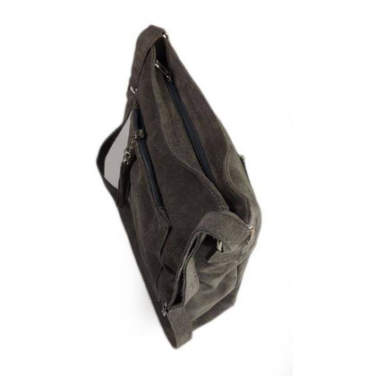 Duża włoska listonoszka A4 , worek na ramię ,zamsz naturalny ,Szara  WAF567G