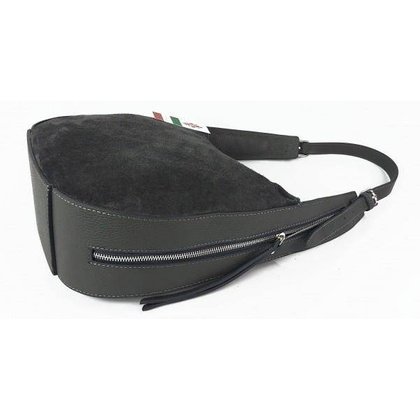 Włoska skórzana torebka worek na ramię Vera Pelle ,,format A4, Szara LBB53G