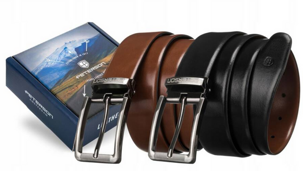 Klasyczny, dwustronny pasek męski z odczepianą klamrą