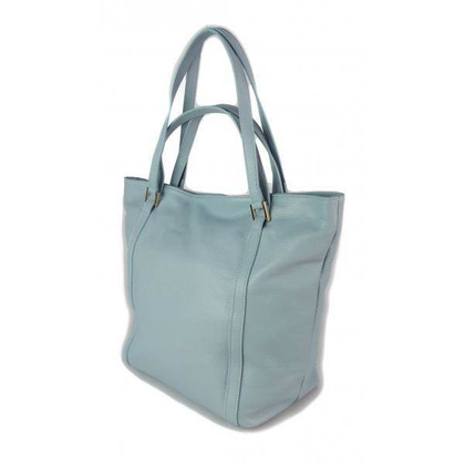 Duża włoska torba na ramię,podwójne uszy, worek Vera Pelle ,Blue WM555BB KEMER