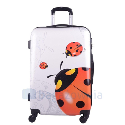 Średnia walizka KEMER RGL PRINT M Biedronka Biało Czerwona