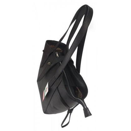 Pakowna włoska torebka skórzana na ramię mieści A4 ,Vera Pelle , Czarna  BKL25N