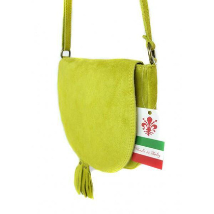 Zamszowa listonoszka ,chlebak  Vera Pelle ,pojemna przewieszka A5 Żółta  VP490GL