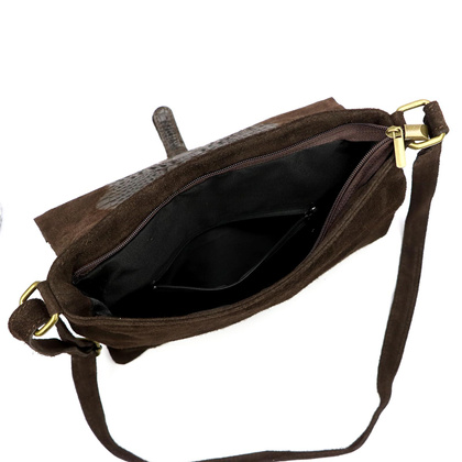 Torebka- listonoszka z naturalnej skóry zamszowej, 26-076 CROCO