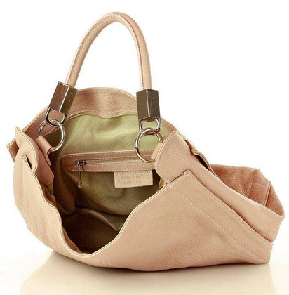 MARCO MAZZINI  Miejska torebka skórzana vera pelle classico pudrowy róż - min. zamówienie 20 / 50 / 100 szt.