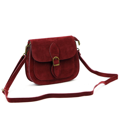 Mała torebka damska- listonoszka, naturalna skóra zamszowa 25-020