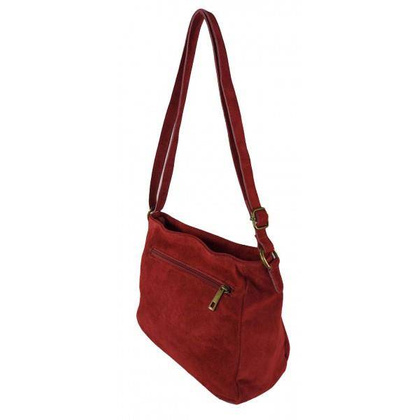 Duża zamszowa listonoszka A5 ,pojemna,dwie komory ,Włoska skórka czerwona  VPA514R