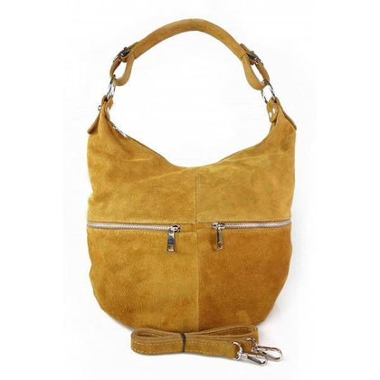 Klasyczny worek na ramię ,zamki suwaki XL A4  Shopper bag zamsz naturalny  camel W345C