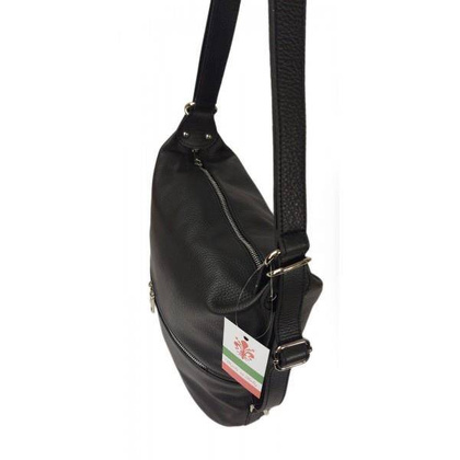 Torebko plecak,Włoski worek na ramię Vera Pelle,pojemny A4 STZ34N czarny