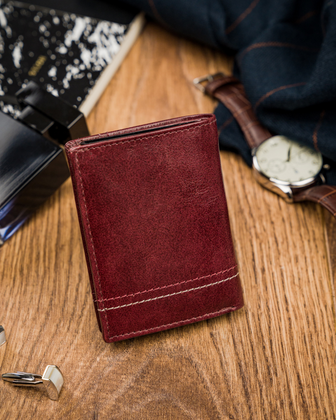 Mały, skórzany portfel z ochroną rfid stop