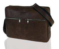 Skórzana torba na ramię raportówka na laptop BRØDRENE BL19 ciemny brąz Kolor wnętrza: Czarny - min. zamówienie 20 / 50 / 100 szt.