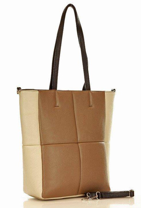MARCO MAZZINI Oryginalna torba skórzana shopper bag XL slow fashion beż taupe - min. zamówienie 20 / 50 / 100 szt.