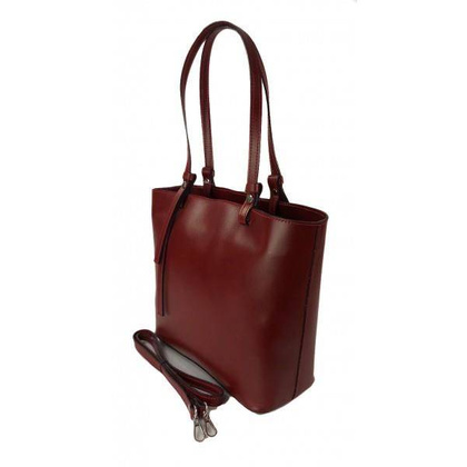 Torebka na ramię Vera Pelle ,Włoski skórzany kuferek format A4, Czerwona  KM446R