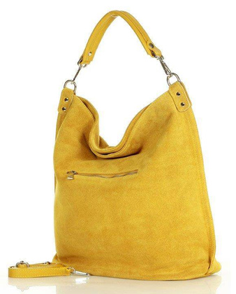 Ponadczasowa torebka worek skórzana MAZZINI - Renella nubuk żółty - min. zamówienie 20 / 50 / 100 szt.