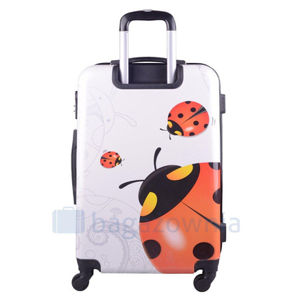 Średnia walizka KEMER RGL PRINT M Biedronka Biało Czerwona