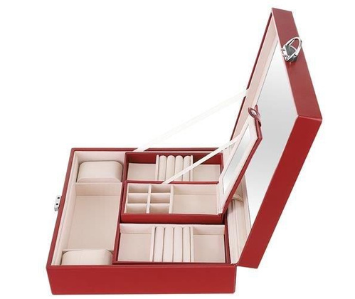 Kuferek na biżuterię - bordowy  KEMER  Beautylushh