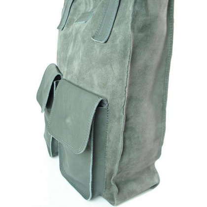 SZARY ZAMSZOWY WOREK  VERA PELLE KIESZENIE SKÓRA POJEMNA TORBA XXL A4  BYC88G KEMER