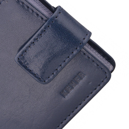 Etui na wizytówki / karty skórzane KEMER W-2 Granatowe - min. zamówienie 20 / 50 / 100 szt.