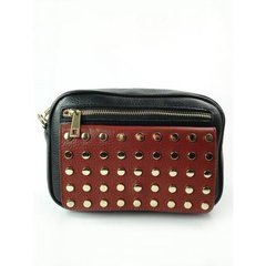 Czarna z bordo duża skórzana listonoszka dżety + złoto Vera Pelle VPX17Nr