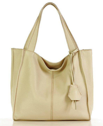 Modny skórzany shopper MAZZINI - Portofino Max beż latte - min. zamówienie 20 / 50 / 100 szt.