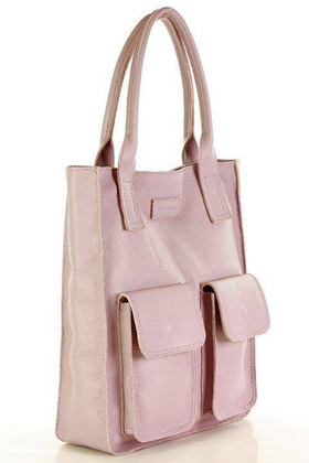 Torebka skórzany shopper z kieszeniami MAZZINI - Ravenna pastelowy róż - min. zamówienie 20 / 50 / 100 szt.