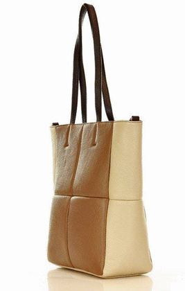 MARCO MAZZINI Oryginalna torba skórzana shopper bag XL slow fashion beż taupe - min. zamówienie 20 / 50 / 100 szt.