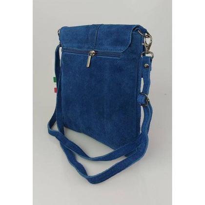 Zamszowa listonoszka Vera Pelle ,pojemna przewieszka format A5 Blue jeans LK44BJ