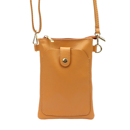 Torebka etui na smartfon, skóra naturalna, pasek