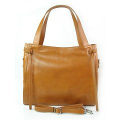Duża włoska torebka  Vera Pelle na ramię ,pojemna Camel  WLB199C